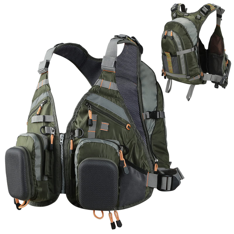 PELLOR Fly Fishing Vest with Backpack Fishing Chest Pack Fishing Vest Adjustable for Men and Women