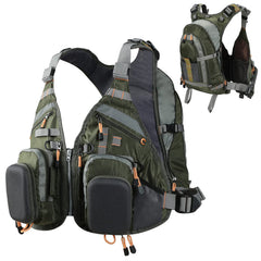 PELLOR Fly Fishing Vest with Backpack Fishing Chest Pack Fishing Vest Adjustable for Men and Women